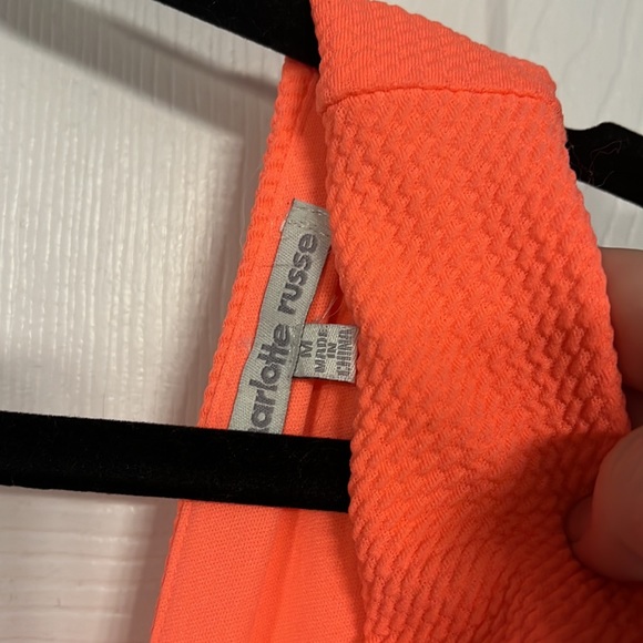 Neon Coral Pink Mini Dress, Size M - Picture 2 of 7